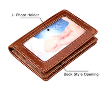 RFID Compact Wallet Business Card Holder with ID Window (Black Unisex)